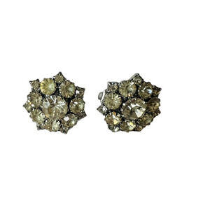 Pair of  Rhinestone Cluster Clip Earrings